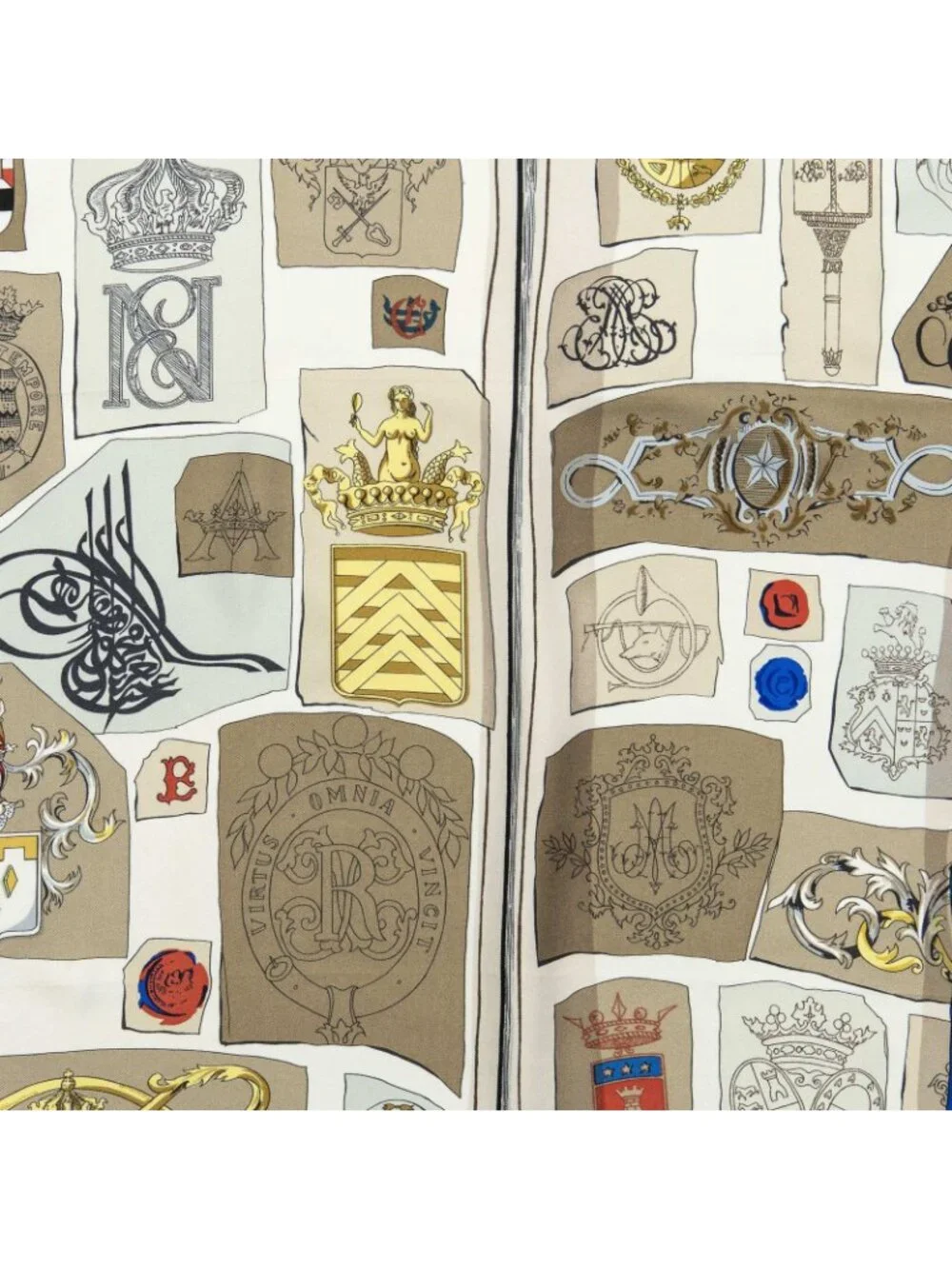 ★SOLD★ Hermes Scarf Red Beige Brown Silk - Picture 3 of 5